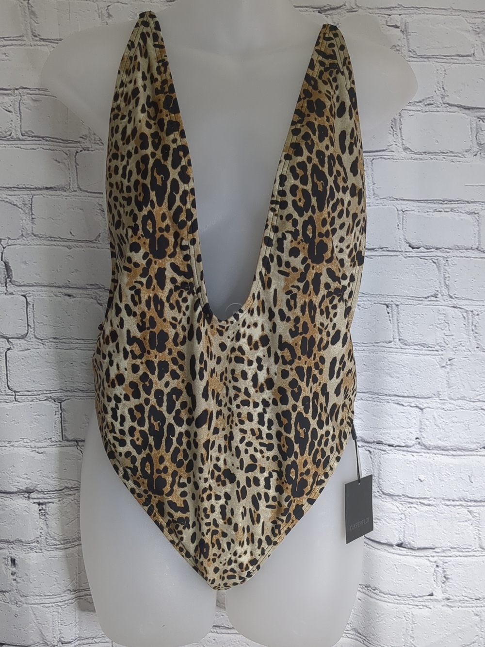 Leopard Print Deep V One-Piece Swimsuit